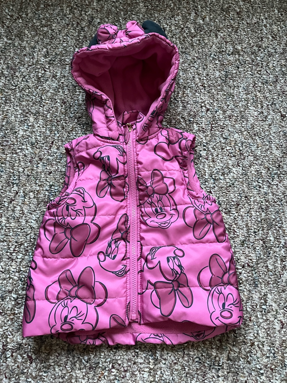 Pink Minnie Mouse Puffer Hooded Vest